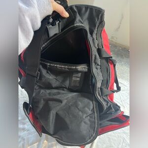Men's Red and Black Duffel Bag